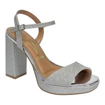 Sandália Vizzano Salto Alto Meia Pata 6551.100 Glitter Prata