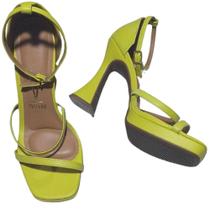 Sandália Vizzano Salto Alto Verde Neon N38 Confortável Verão Sandália Vizzano Salto Alto Verde Neon N38 Confortável Verão