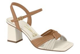 Sandália Vizzano Salto Bloco Caramelo+Off white 6455122C