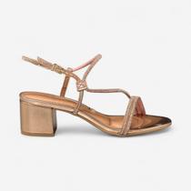 Sandália Vizzano Salto Bloco Com Strass Rosê Sandália Vizzano Salto Bloco Com Strass Rosê