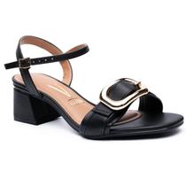 Sandália Vizzano Salto Bloco Fivela Dourada - Preto Sandália Vizzano Salto Bloco Fivela Dourada - Preto