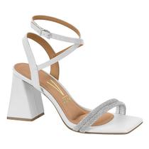 Sandália Vizzano Salto Bloco Strass Feminina - Branco