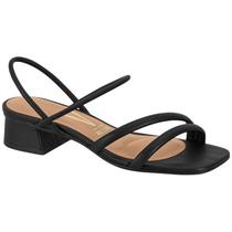 Sandalia Vizzano Salto Grosso Baixo Bloco Tiras Feminina