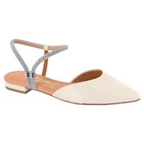 Sandália Vizzano Strass Rasteira Conforto Feminina Brilho Cristal Slide Papete Flatform Lançamento Bico Tendencia Original Calcanhar Sapato Festa