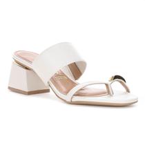 Sandália Vizzano Tamanco Pelica Salto Bloco Off White - Feminino