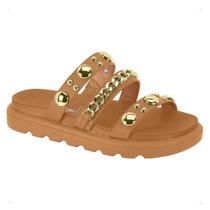 Sandália Vizzano Tratorada Papete Tiras Feminina Spike Macia Confortável Plataforma Tendencia Tratorado Solado Pelica Lançamento Tachinhas Moda