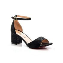 Sandália VL Bloquinho Black Bico Redondo Tira Larga
