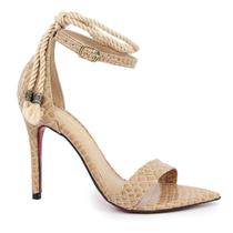 Sandália VL Croco com Cordinha Bico Fino e Salto Fino 8cm