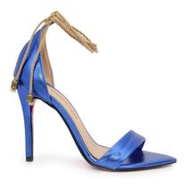 Sandália VL Metálica Bico Folha com Corda e Salto Fino 10cm Sandália VL Metálica Bico Folha com Corda e Salto Fino 10cm