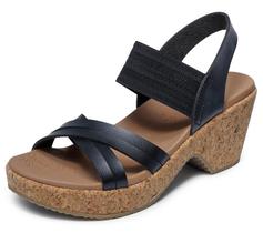 Sandália Wedge Skechers Brystol-Night Skies para mulheres - preta Sandália Wedge Skechers Brystol-Night Skies para mulheres - preta