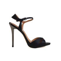 Sandália Werner Preta Salto Alto Fino Cromado 11,5cm