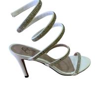 Sandalia Windes Salto Fino Strass Espiral Branca Sandalia Windes Salto Fino Strass Espiral Branca