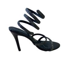 Sandalia Windes Salto Fino Strass Espiral Preta Sandalia Windes Salto Fino Strass Espiral Preta