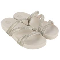 Sandalia Zaxy Glitter Feminina Papete Brilho Tiras Slide