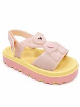 Sandália Zaxy Infantil Ursinho Nude Claro Glitter Meninas -