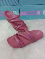 Sandália Zaxy Slide Glitter Multi Tiras Feminino Confortável Original 18956