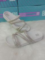 Sandália Zaxy Slide Glitter Multi Tiras Feminino Confortável Original 18956