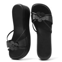 Sandálias Accloris Black Platform Femininas Chunky Goth Floral Wedge Sandálias Accloris Black Platform Femininas Chunky Goth Floral Wedge