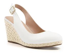 Sandálias anabela espadrille Coutgo com plataforma e bico fechado, brancas Sandálias anabela espadrille Coutgo com plataforma e bico fechado, brancas