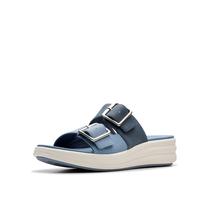 Sandálias Clarks Drift Buckle Slide femininas combinadas de jeans