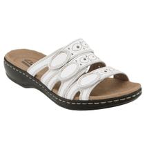 Sandálias Clarks Leisa Cacti femininas de couro branco tamanho 12