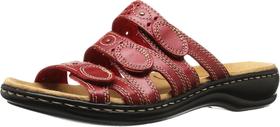 Sandálias Clarks Leisa Cacti femininas de couro vermelho tamanho 9,5 EUA Sandálias Clarks Leisa Cacti femininas de couro vermelho tamanho 9,5 EUA