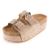 Sandálias de plataforma com salto alto para mulheres, cunhas grossas, bronzeadas, tamanho 10