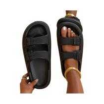 Sandálias De Plataforma Com Sola Macia Para Mulheres, Chinelos Grossos Com Dupla Fivela,