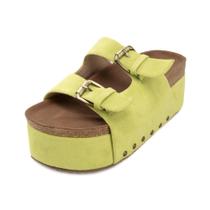 Sandálias de plataforma heelchic femininas Chunky Wedges verdes 5.5