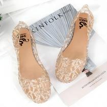 Sandálias De Praia Femininas De Verão Com Solado Plano Em Cristal, Estilo Slip-On, Jelly Romanas Sandálias De Praia Femininas De Verão Com Solado Plano Em Cristal, Estilo Slip-On, Jelly Romanas