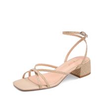 Sandálias de salto wetkiss Nude Woven Block Strappy Femininas 6,5 cm Sandálias de salto wetkiss Nude Woven Block Strappy Femininas 6,5 cm