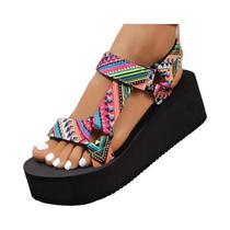 Sandálias De Tecido Confortáveis Com Sola Grossa Para Mulheres, Leves E Casuais Para Praia