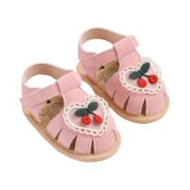 Sandálias De Verão Para Bebê Menina Com Sola De Tecido Cereja, Sapatos Para Recém-Nascidos Sandálias De Verão Para Bebê Menina Com Sola De Tecido Cereja, Sapatos Para Recém-Nascidos