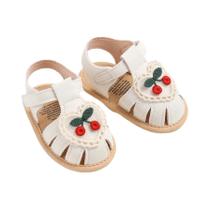 Sandálias De Verão Para Bebê Menina Com Sola De Tecido Cereja, Sapatos Para Recém-Nascidos Sandálias De Verão Para Bebê Menina Com Sola De Tecido Cereja, Sapatos Para Recém-Nascidos