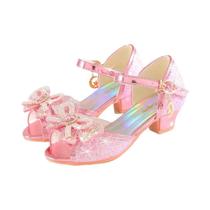 Sandálias De Verão Para Meninas Com Glitter E Strass, Sapatos De Dança Com Laço De Princesa E Pérola