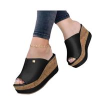 Sandálias Elegantes De Plataforma Wedge Em Cores Sólidas Para O Verão Feminino