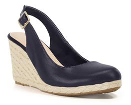 Sandálias espadrille Coutgo azul-marinho com salto anabela, bico fechado e tira slingback Sandálias espadrille Coutgo azul-marinho com salto anabela, bico fechado e tira slingback