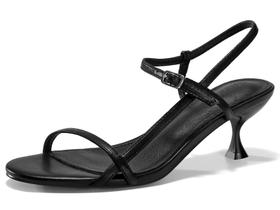 Sandálias femininas Coutgo, com tiras, salto de gatinho, bico aberto, pretas