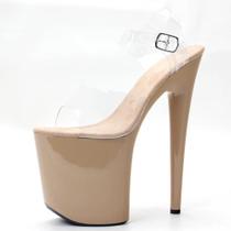Sandálias Femininas De Plataforma De 8 Polegadas Com Cabedal Em PVC, Salto Alto Para Festas E Dança