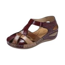 Sandálias Femininas De Salto Baixo Com Fundo Macio, Sapatos De Salto Em Cores Mistas, Calçados
