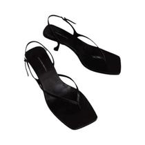 Sandálias Femininas De Verão Com Salto Baixo E Tira Traseira, Estilo Retrô Marrom Com Bico Quadrado Sandálias Femininas De Verão Com Salto Baixo E Tira Traseira, Estilo Retrô Marrom Com Bico Quadrado