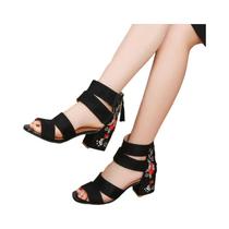 Sandálias Femininas Étnicas Bordadas De Salto Médio, Casuais De Verão Com Salto Grosso E Bico Aberto Sandálias Femininas Étnicas Bordadas De Salto Médio, Casuais De Verão Com Salto Grosso E Bico Aberto