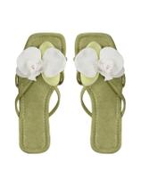 Sandálias femininas GORGLITTER Flower Flat Green Tamanho 8,5
