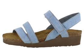 Sandálias femininas NAOT Kayla, suporte de 3 alças, jeans leves