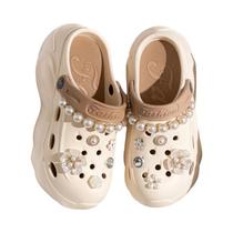 Sandálias Femininas Plataforma com Corrente de Pérolas - Sola Grossa para Verão e Praia