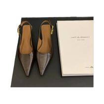 Sandálias Femininas Pretas De Verão Com Bico Fino, Elegantes, Slip On, Slingback, Salto Médio Fino,