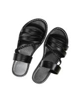 Sandálias femininas Verdusa trançadas com tiras planas, pretas, tamanho 6,5