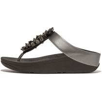 Sandálias FitFlop Fino Bauble-Bead Wedge para mulheres em preto estanho Sandálias FitFlop Fino Bauble-Bead Wedge para mulheres em preto estanho