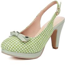 Sandálias Fore Mode Femininas Bowknot Slingback Kitten Heel Green