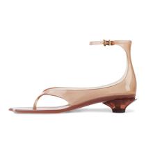 Sandálias Jelly KISSASA Fip Flop Kitten Heel para mulheres marrons